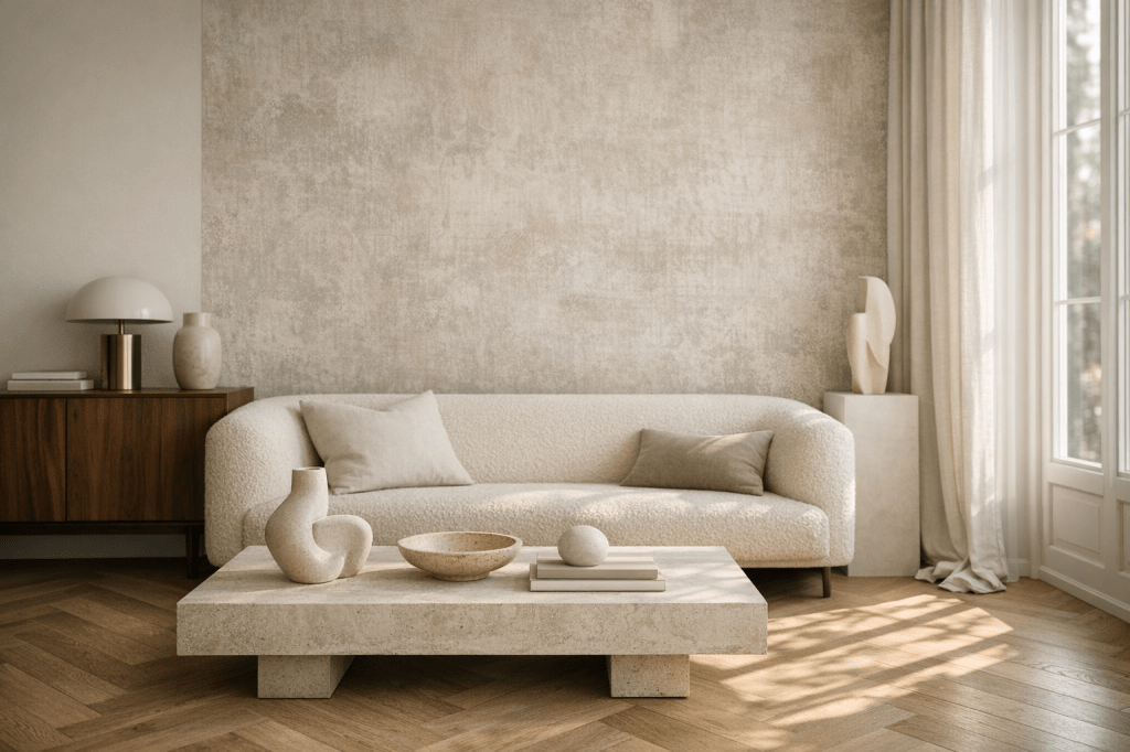 Hoe combineer je Arte behang met verfkleuren en meubels voor een rustig en luxe interieur?