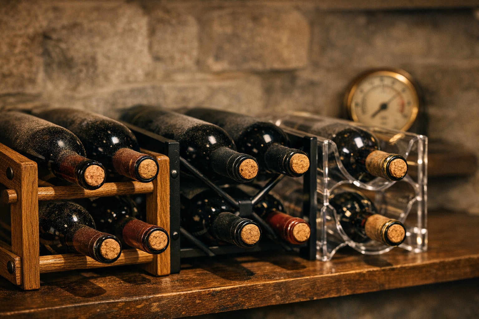 Verschillende materialen voor wijnrekken