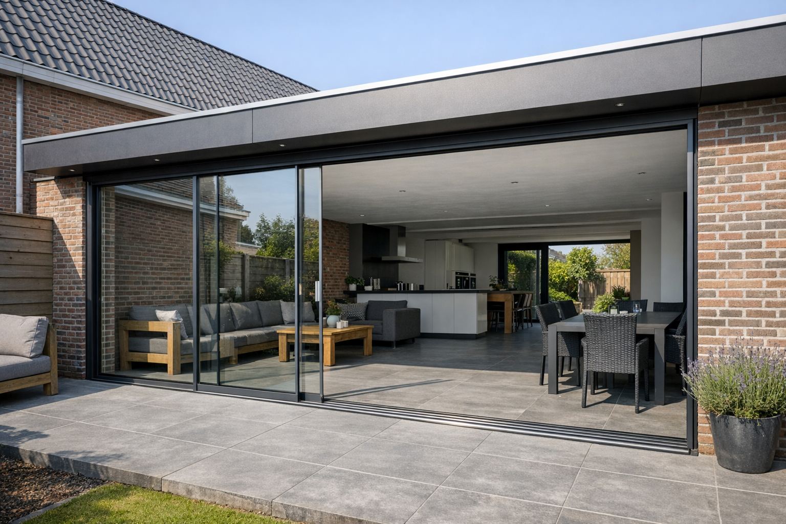 Fundering voor glazen schuifwand